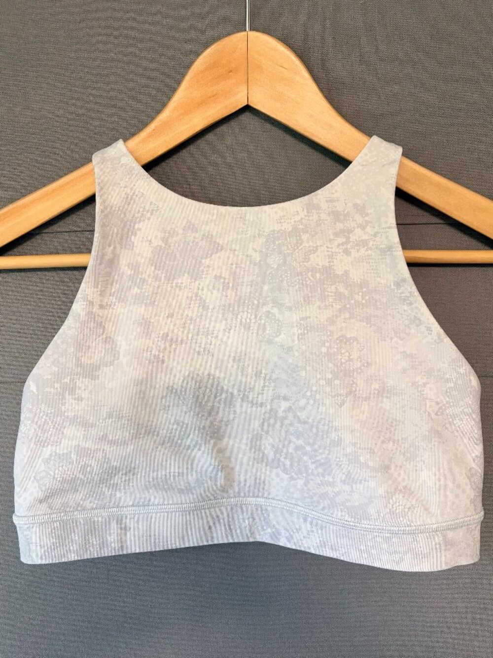 Light Gray Floral Print Longline Sports Bra